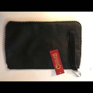Carlos Santana black faux leather clutch brand new